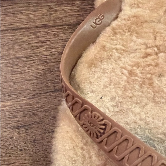 UGG Women's Cream Sheepskin Flip Flops - Picture 2 of 5